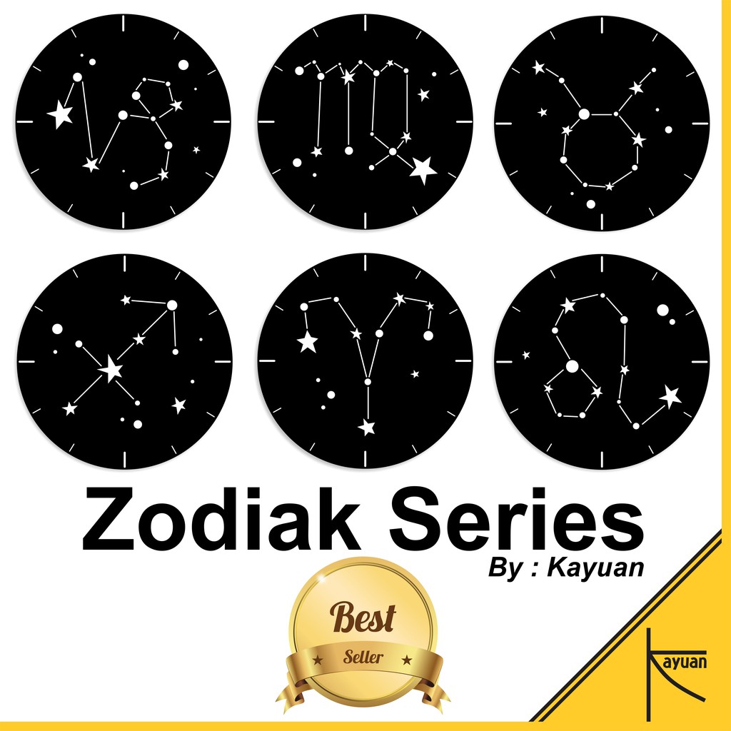 Jam Dinding Kayu Unik Zodiak Jam Dinding Unik Zodiak Hiasan Dinding Jam Zodiak Desain Unik - ZDK001