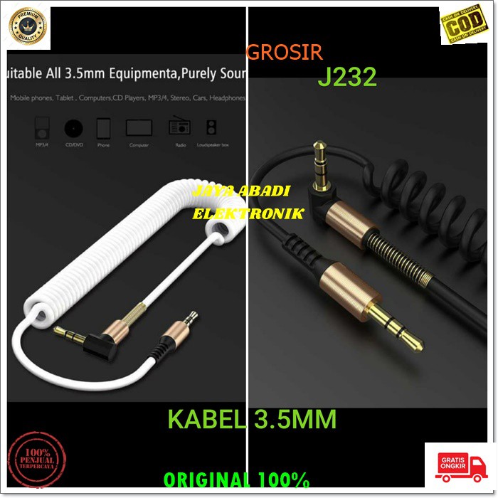 J232 AUX JACK JEK AUDIO 3.5MM SOUND SISTEM CABLE SPRING SPIRAL HP HANDPHONE MUSIK MUSIC SUARA HEADSET HEADPHONE UNIVERSAL FUNGSIMULTI SPLITTER PENYAMBUNG SUARA HEADSRT CONVERTER MALE HARGA SATUAN DAN BISA SEGALA JENIS HP JUGA BISA SEGALA JENIS AUDIO