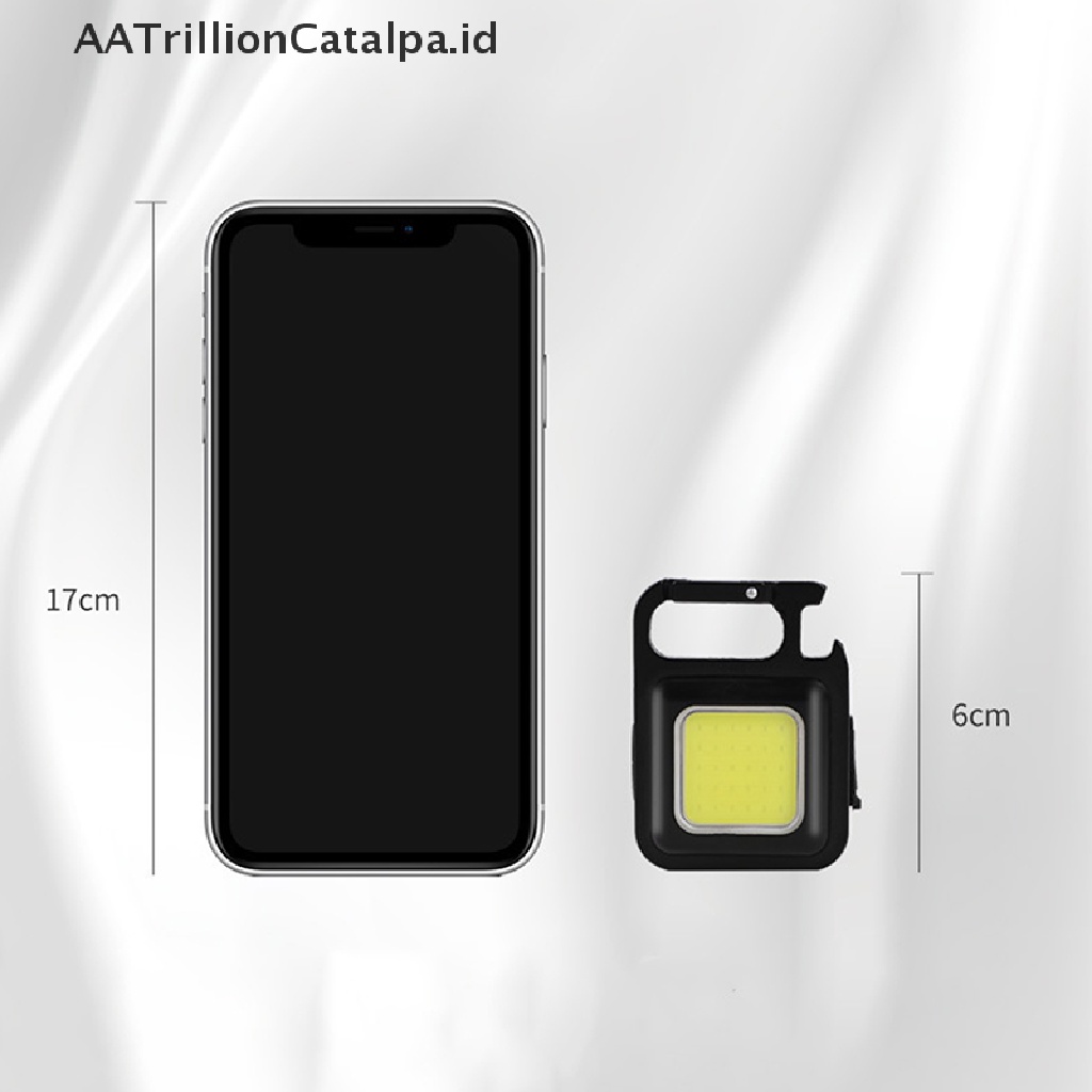 Aatrillioncatalpa Lampu Senter LED Mini USB Portable Ukuran Saku Dengan Gantungan Kunci