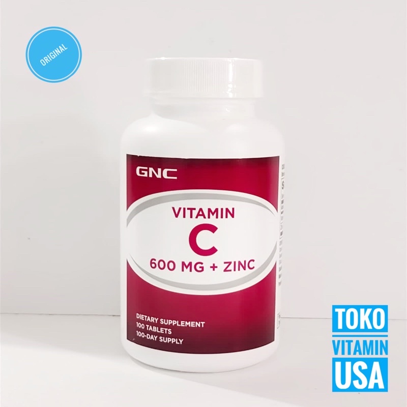 GNC Vitamin C 600 mg + Zinc, 100 Tablets GNC Vitamin C 600mg Zinc