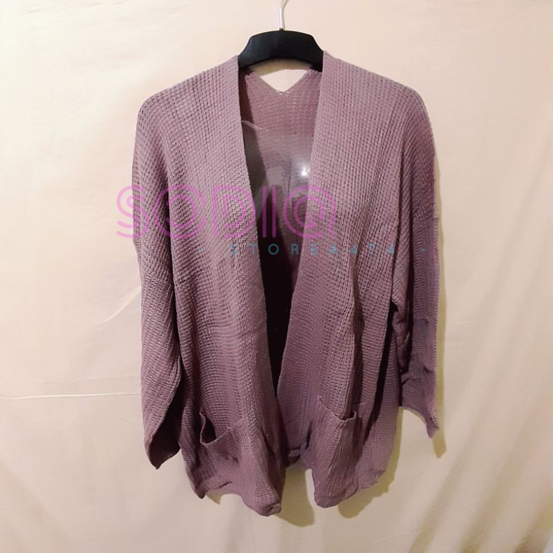 Cardigan Oversized Cardi Outer LOOCY PREMIUM Rajut Tebal Cardy Oversize Lavella Wanita-New Purple