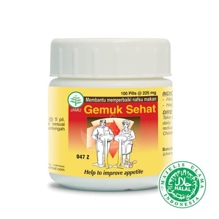 GEMUK SEHAT BOTOL 100 PIL - Borobudur Herbal - Membantu Memperbaiki Nafsu Makan