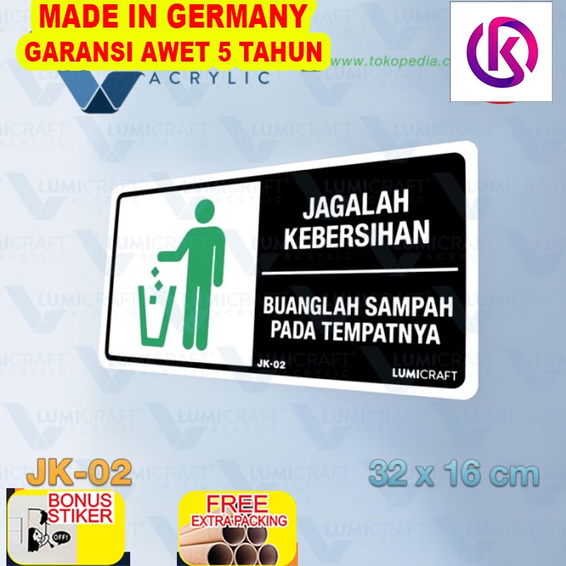 

Promo Sign "Jagalah Kebersihan - Buang Sampah" Acrylic 32 x 16 cm | JK-02