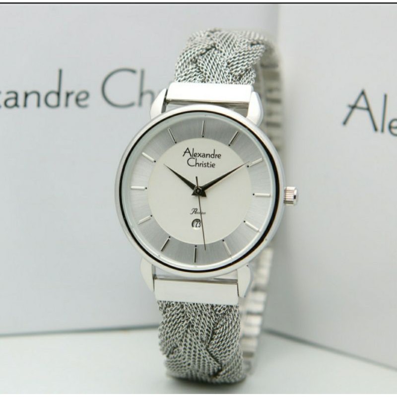 ORIGINAL GARANSI JAM TANGAN WANITA ALEXANDRE CHRISTIE CEWEK SILVER RANTAI ALEXANDER CRISTIE AC 2857