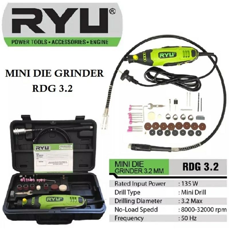 RYU Die Grinder RDG 3.2 Mini Die Grinder Mesin Gerinda  Bor Tuner Porting Set Hand Grinder