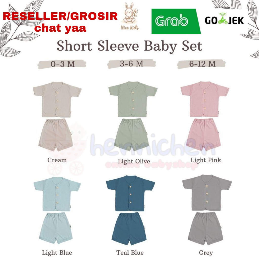 NICE KIDS NICEKIDS SHORT SLEEVE BABY PAJAMAS SETELAN PENDEK PIYAMA ANAK PIYAMA BAYI SETELAN ANAK BAYI 0-12 BULAN