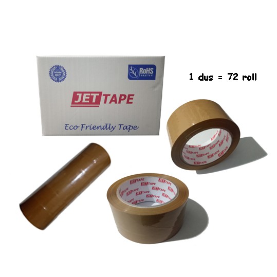 

LAKBAN COKLAT JET TAPE 1 DUS ISI 72 PCS UKURAN 80 METER X 48 MM X 45 MICRON