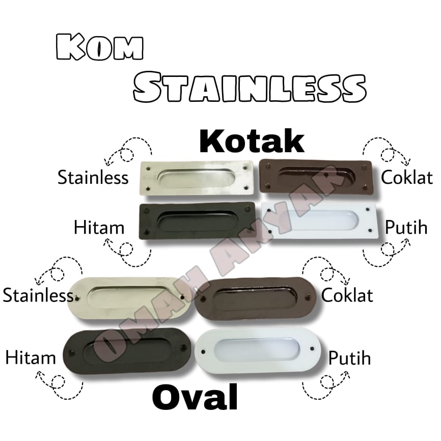 Handle Pintu Sliding Tanam Kom Kotak 96mm Stainless