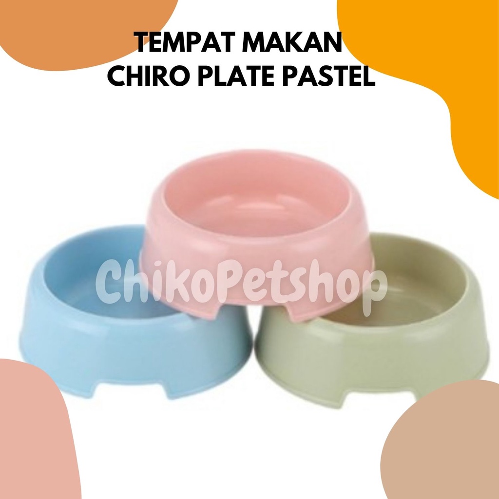 Tempat makan minum kecil anjing kucing mp 72 chiro plate pastel