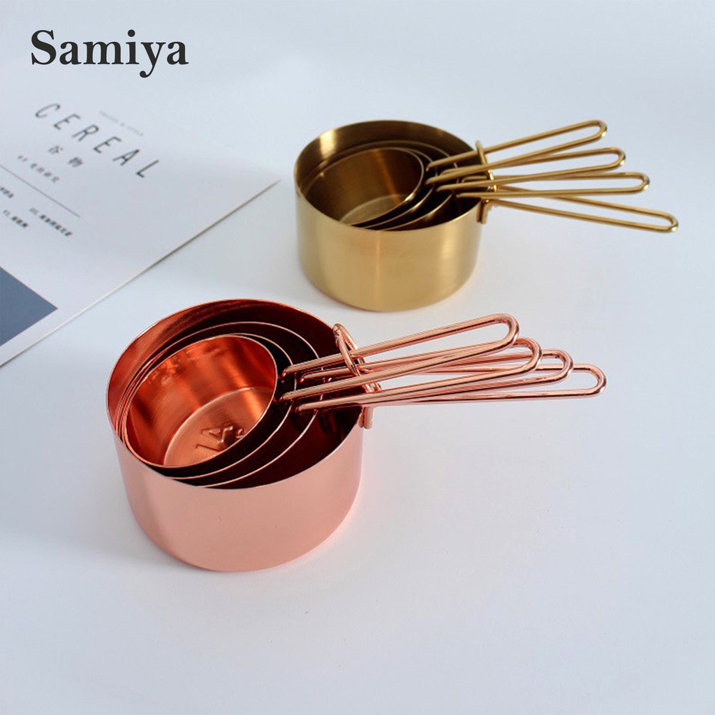 Measuring cup spoon 4in1 / sendok takar ukur set rosegold gold / sendok takar kopi