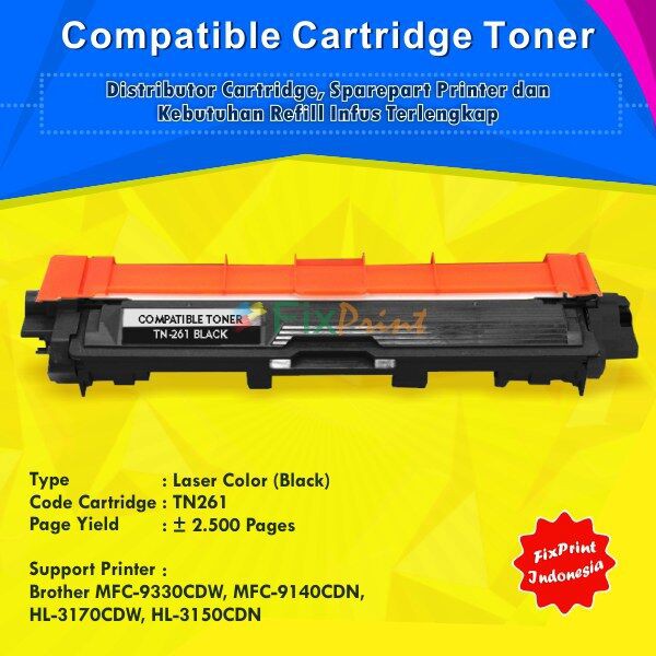 Cartridge Toner Compatible TN-261 TN261 Black, Printer Brother MFC-9330CDW MFC-9140CDN