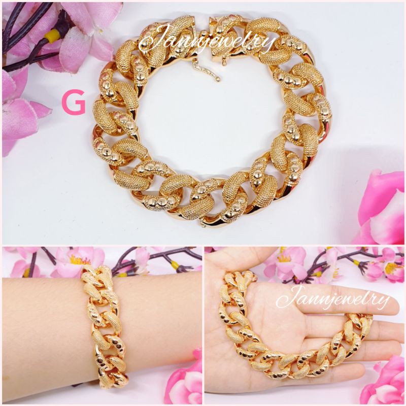 Gelang rantai lebar uk 18cm lapis mas GX-16