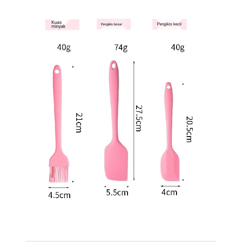 Spatula Silicon Set 5 in 1 Kitchen Tool Teflon Spatula Silikon Tahan Panas Peralatan Masak Serbaguna