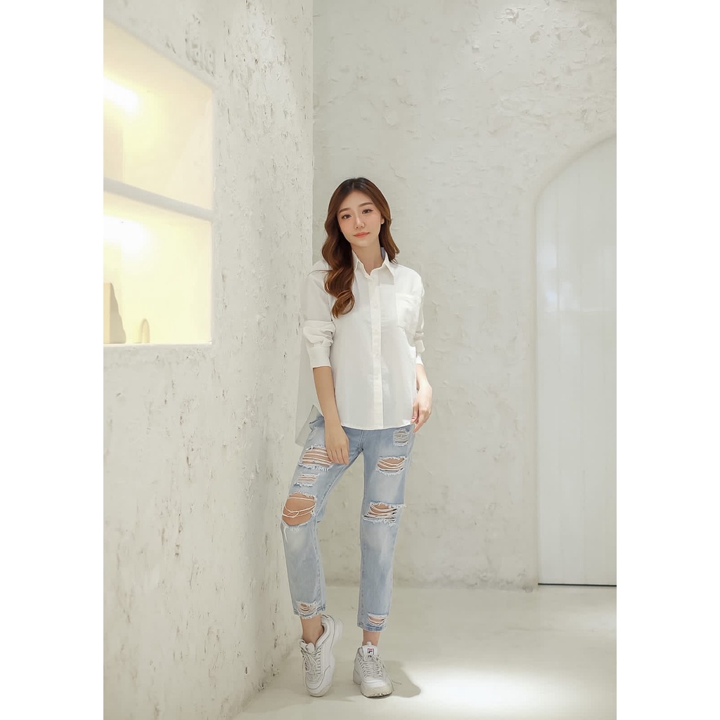 SIVALI Kemeja Oversize Linen Wanita - Linen Shirt - Atasan Wanita Lengan Panjang 2321