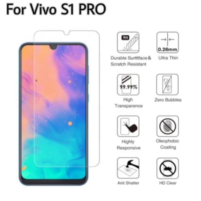 Tempered Glass Vivo S1 S1 Pro Screenguard Antigores Kaca Temperglass Antigores Kaca Bening