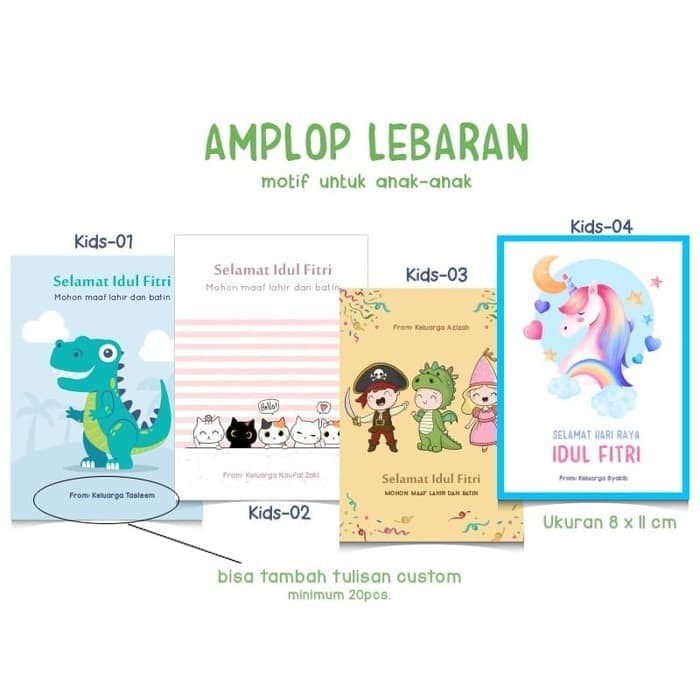 

Amplop Lebaran Custom karakter. Angpao Hari Raya Idul Fitri THR