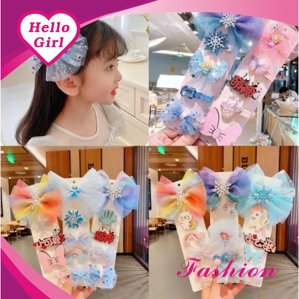 （Hallo Girl)F29 5Pcs Set Jepit Rambut Kartun Klip Jepitan Anak Gaya Korea Fashion Hair Clip