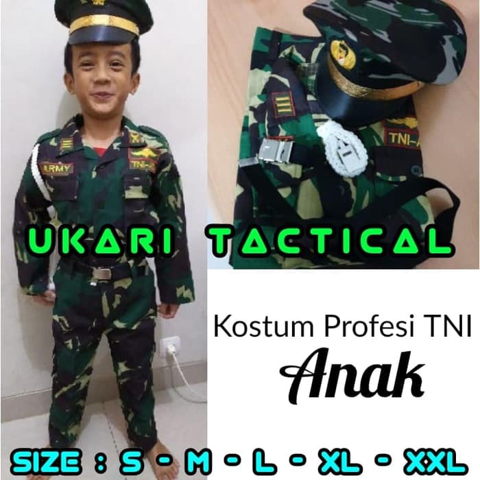 Promo  baju kostum profesi anak TNI seragam karnaval tentara