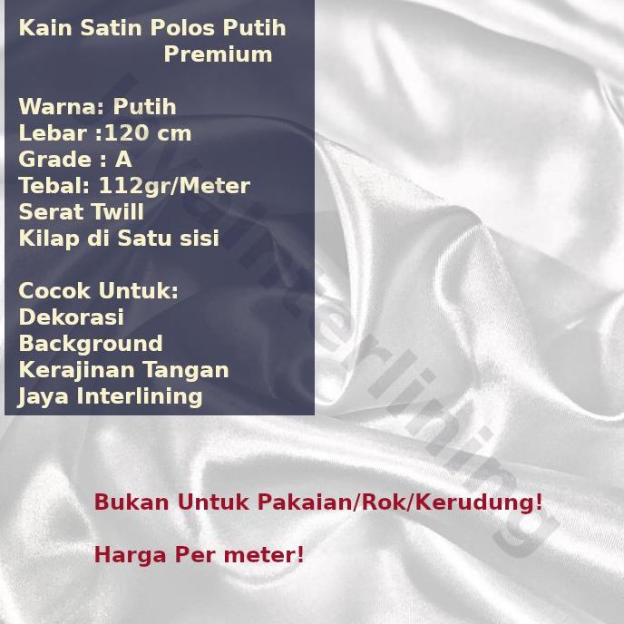 Kain Satin Saten Silk Polos Putih Tebal