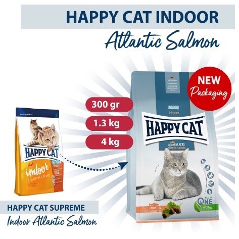 Happy Cat lndoor Atlantic Salmon 300gr - Makanan Kucing Dewasa