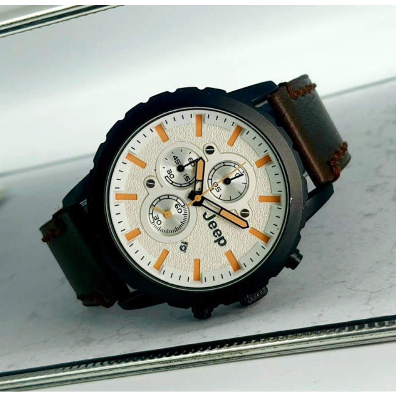 JAM TANGAN PRIA JEEP 9018 CRONO AKTIF BODY HITAM TERMURAH