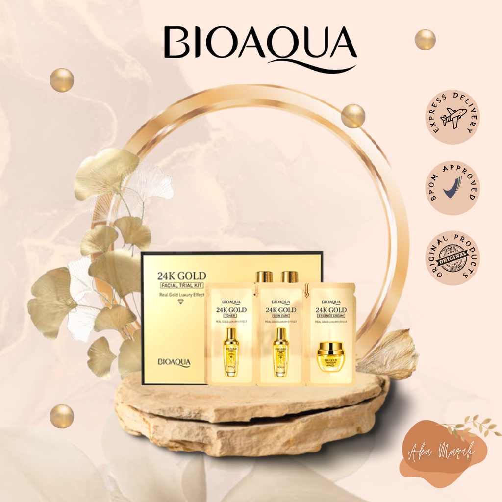 ✨ AKU MURAH ✨BIOAQUA 24K Gold Facial Trial Kit (3g+3g+3g) ×10pcs // KECIL