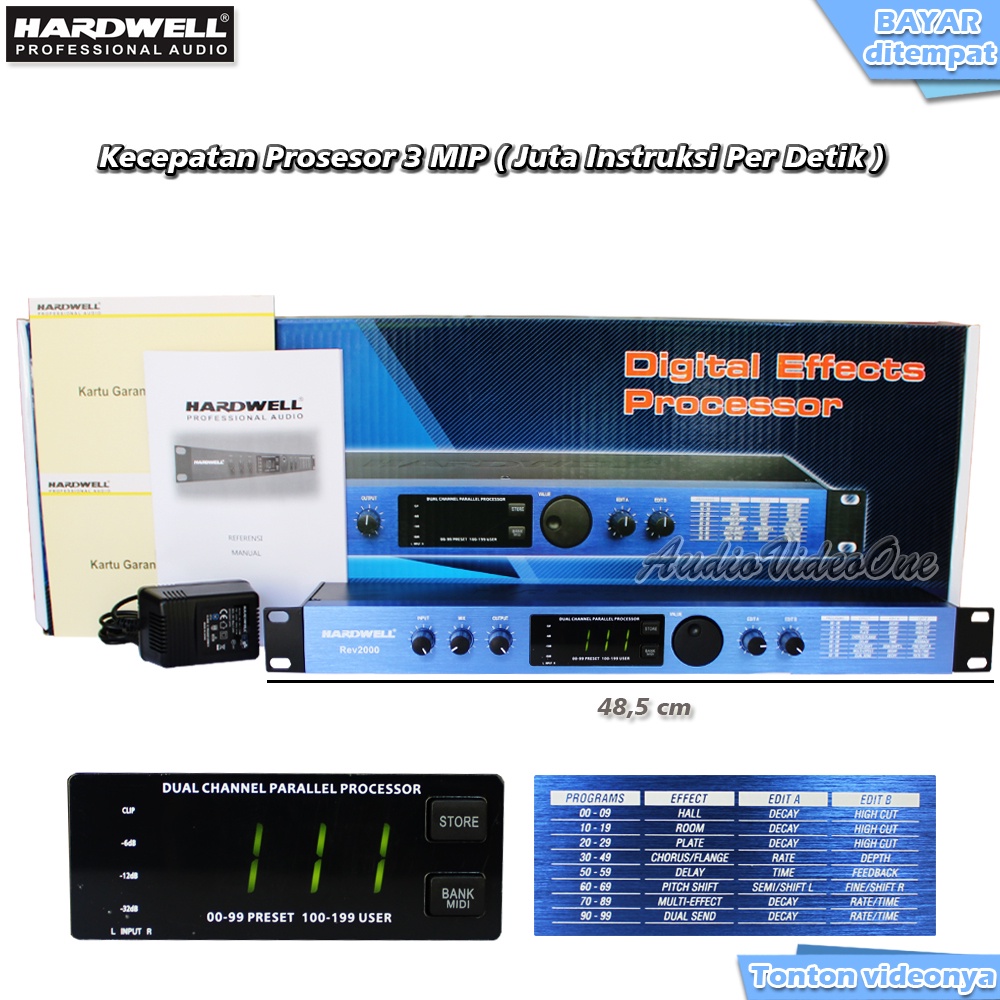 Efek Vokal HARDWELL REV 2000 Effect Reverb Delay Bisa Reset Progam Original Garansi Resmi