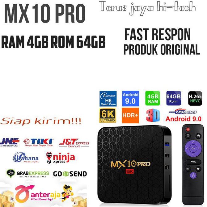 Ready&Siapkirim Mx10 Pro Allwinner H6 Ram 4Gb Rom 64Gb Android 9.0 6K 4K Smart Tv Box