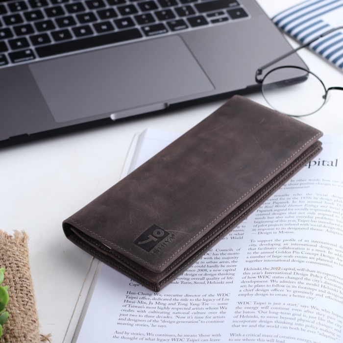 w501ee Dompet Pria Kulit Sapi Leather Bifold Panjang Original Ishiya Kenan - Cokelat Fv0101