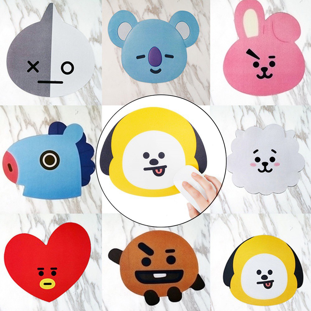 Kpop Bts Bt21 Mouse Pad Silikon Bentuk Kepala Lucu Shopee Indonesia