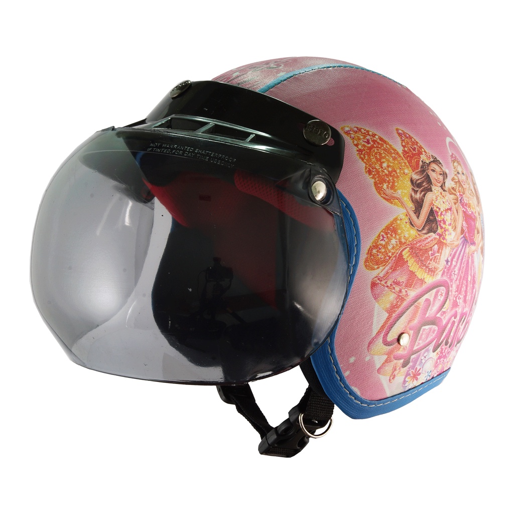 Helm Anak Perempuan 2 6 Tahun Bogo Retro Junior Motif Barbie Pink Biru