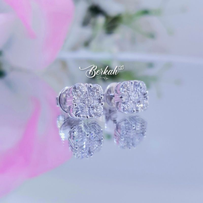 PROMO Giwang anting emas 75% (18k) berlian 1,30 carat asli eropa natural diamond