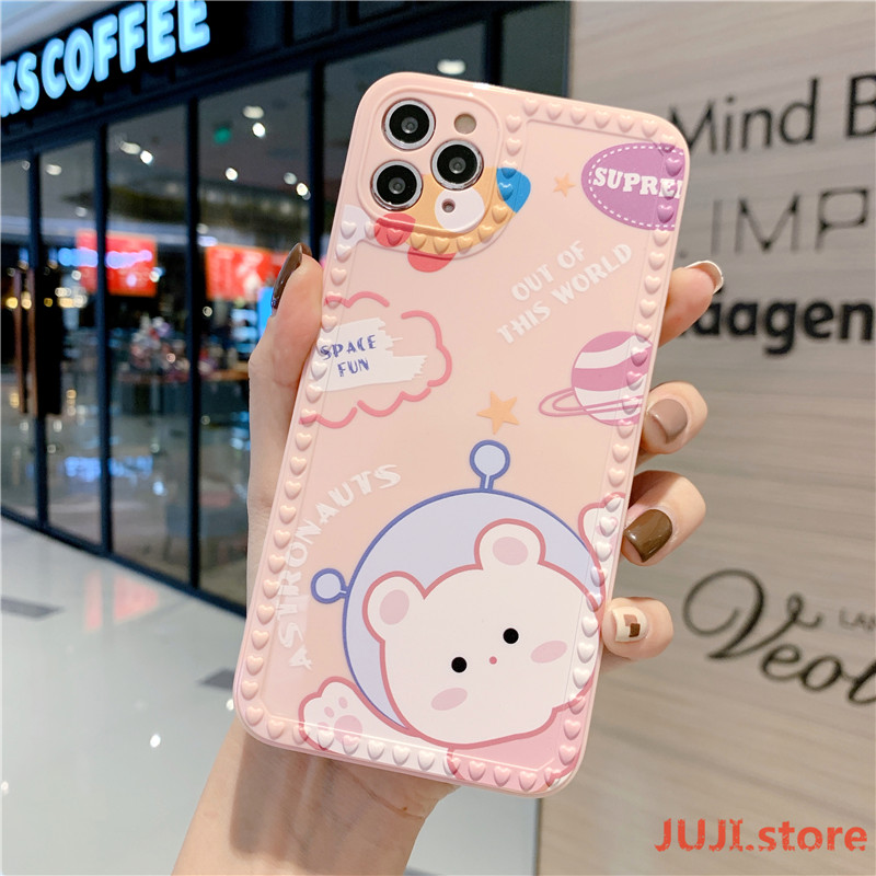 Lovely little girl Love Heart Camera Protection Candy Color Glossy Soft TPU Phone Case iPhone 12 11 Pro Max 7 8 Plus X XS MAX XR