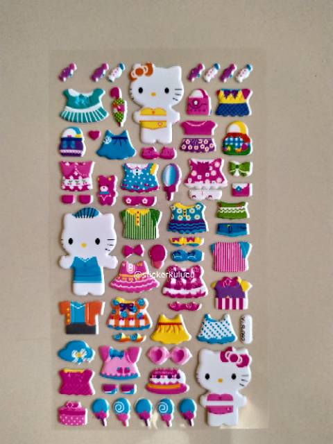 Stiker anak timbul dress up Hello Kitty #2