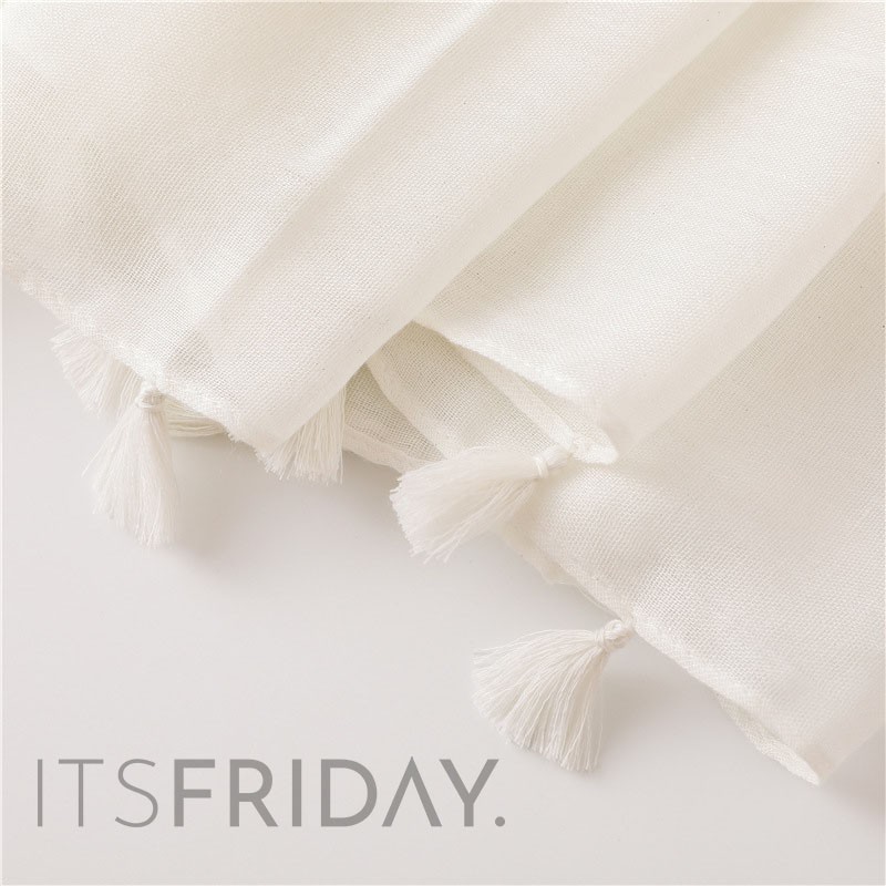 ITSFRIDAY ANGELA In WHITE Scarf - Premium Pashmina Shawl Selendang Syal Pasmina Hijab Import Motif Polos Putih Tassel