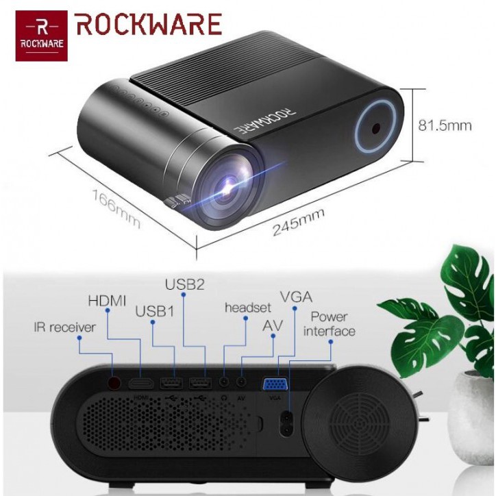 ROCKWARE RW-550W - HD 720P Projector 2400 Lumens - Mirroring Display