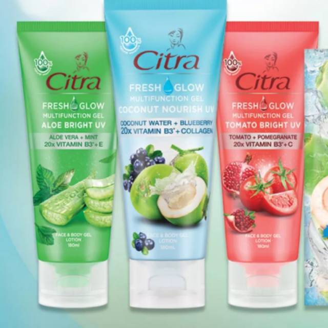 Citra Fresh Glow Multifunction Gel 180ml - Aloe Bright / Coconut Nourish / Tomato Bright