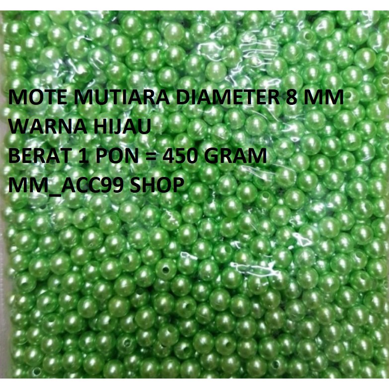 1 Pon Manik Mote Mutiara Diameter 8mm - Payet Mutiara 8mm