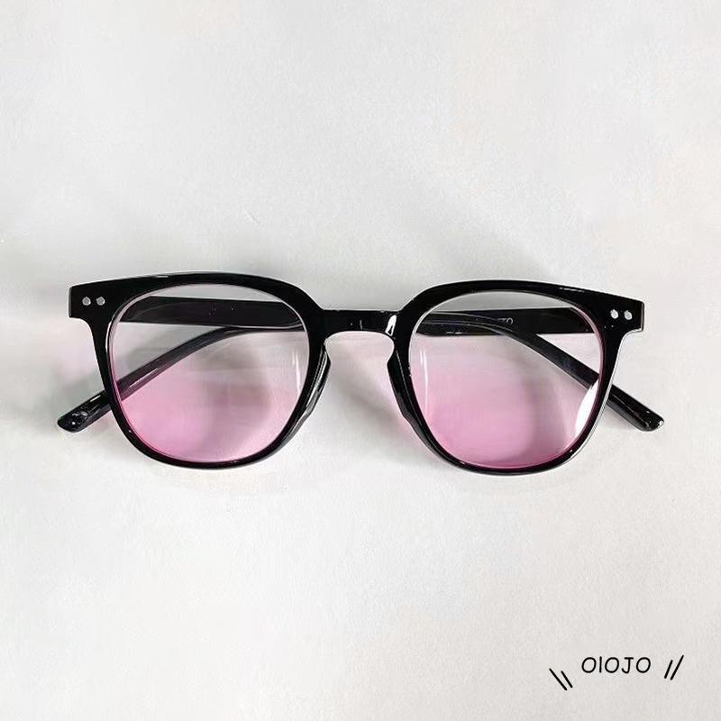 【COD】Kacamata Wanita Warna Gradasi Pink Dengan Frame Hitam Untuk Wajah Bulat