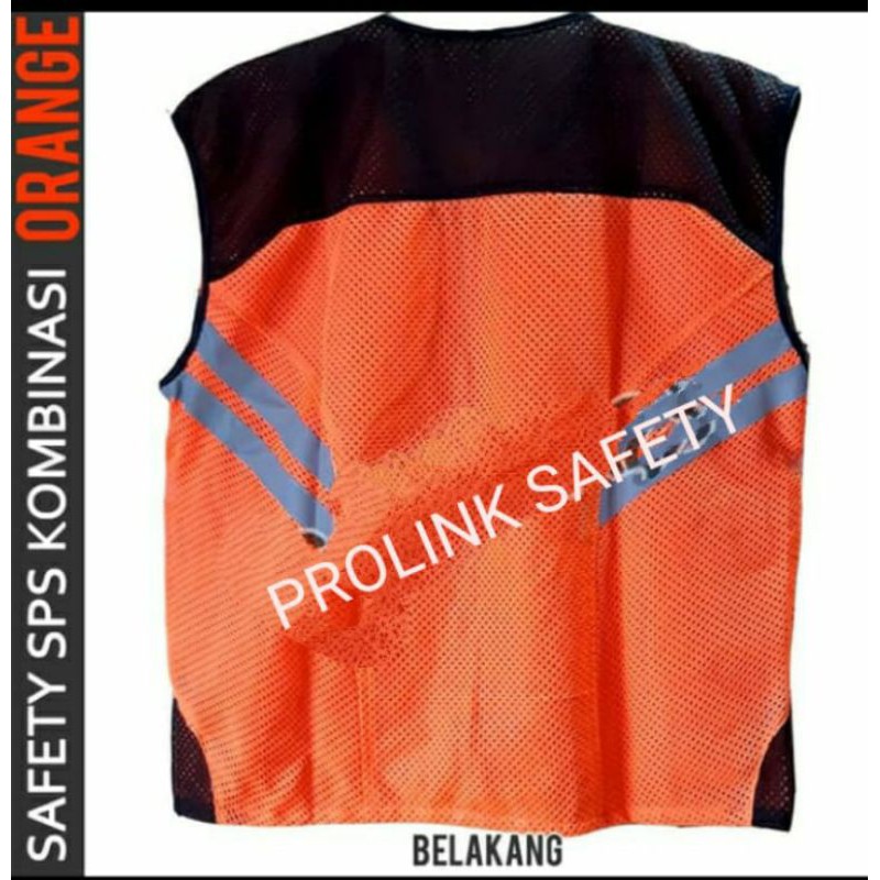 ROMPI SAFETY ORANYE HITAM FREE LOGO K3 ALLSIZE JALA DOBLE TEBAL