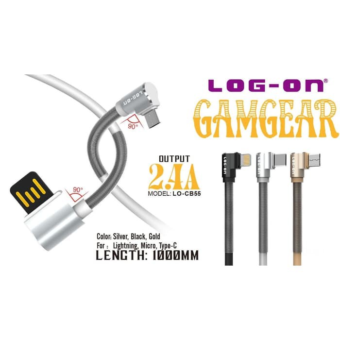 KABEL DATA GAMGEAR LO-CB55 MICRO USB CABLE GAMING 2.4A LOG ON