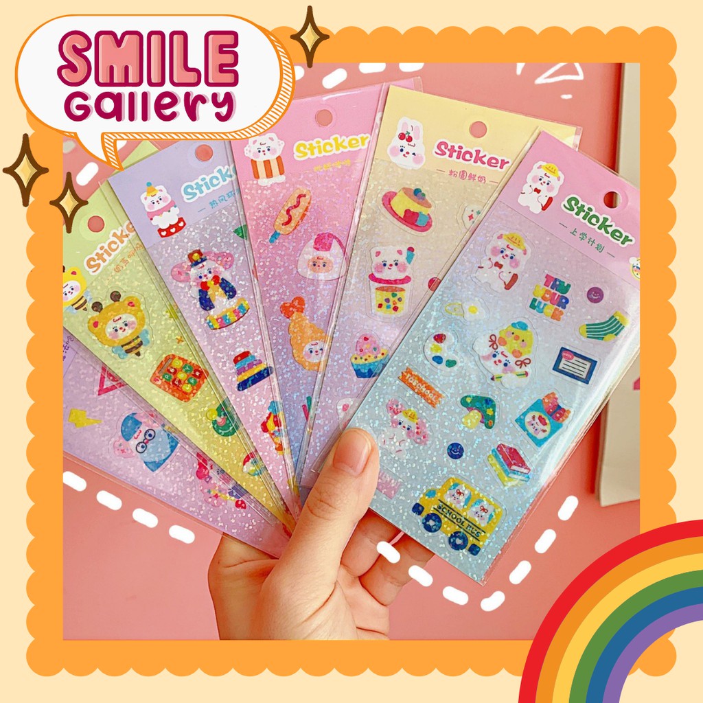 

2 Lembar Glitter Sticker Lucu Gaya Korea