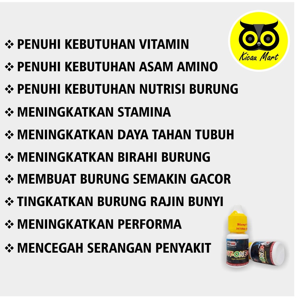 VITAMIN OBAT PENGGACOR BURUNG PLECI VIT ONE + PLUS NV 88 PENAMBAH BIRAHI ATASI MACET BUNYI VHMINV4