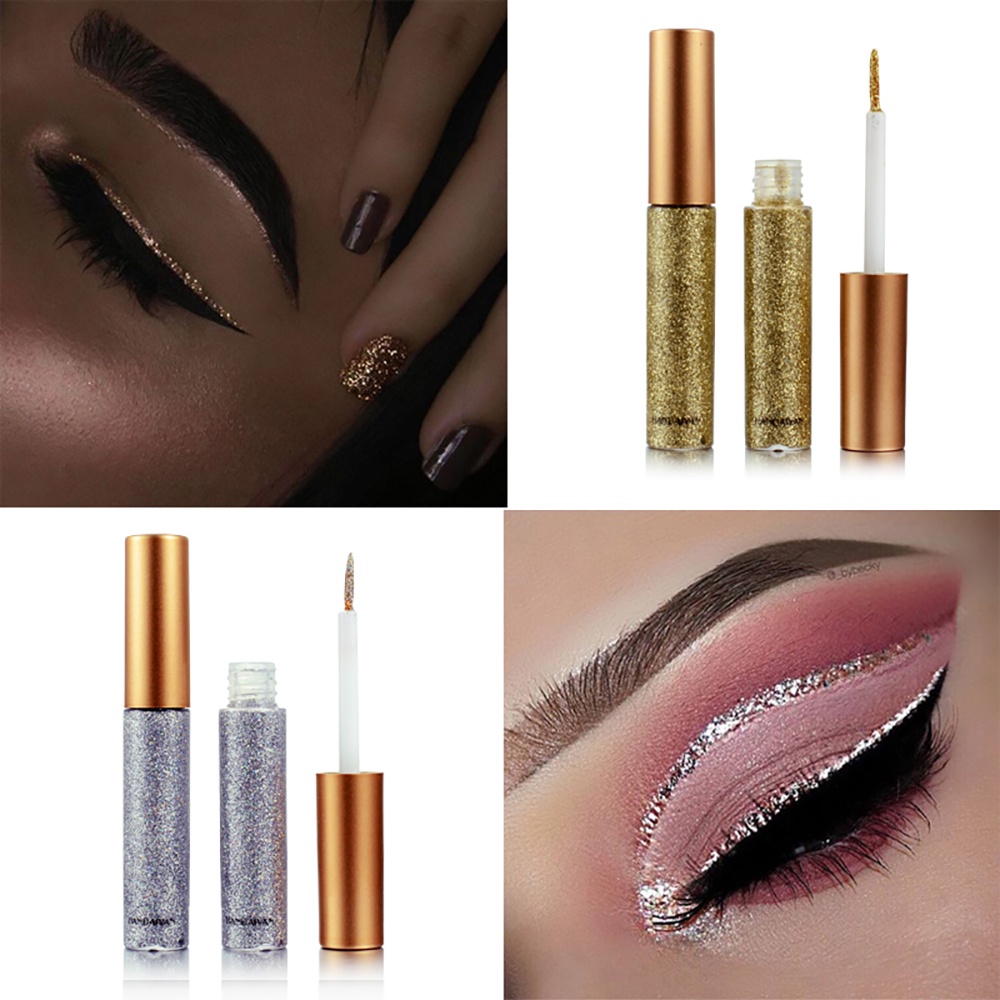 【asli】HANDAIYAN 10 Colors Liquid Glitter Eyeliner, Metallic Shimmer Glitter Eyeshadow, Long Lasting Waterproof Sparkling Eyeliner Eye Shadow