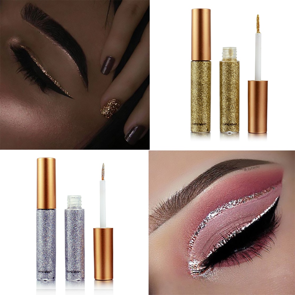 【Baru】HANDAIYAN 10 Colors Liquid Glitter Eyeliner, Metallic Shimmer Glitter Eyeshadow, Long Lasting Waterproof Sparkling Eyeliner Eye Shadow