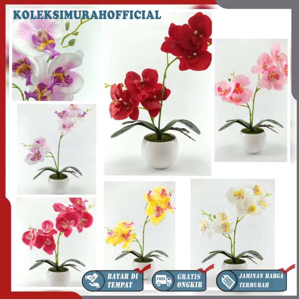COD BUNGA PLASTIK BUNGA PAJANGAN IMITASI BUNGA ARTIFISIAL BUNGA ANGGREK LATEX TANAMAN HIAS BP8840 B