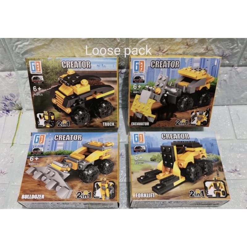 Lego City Creator Mobil Kontruksi Bulldozer Truk Forklift Excavator 1Set