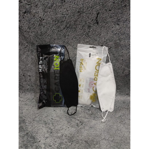 READY STOK MASKER KF94 KF CAREION CARE ION HITAM PUTIH BLACK WHITE 4 PLY ISI 10 FACE MASK KOREA