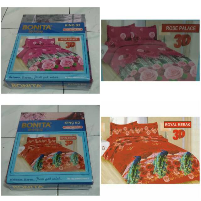 Sprei Bonita Ukuran 180x200 Motif Rose Palace dan Royal Merak