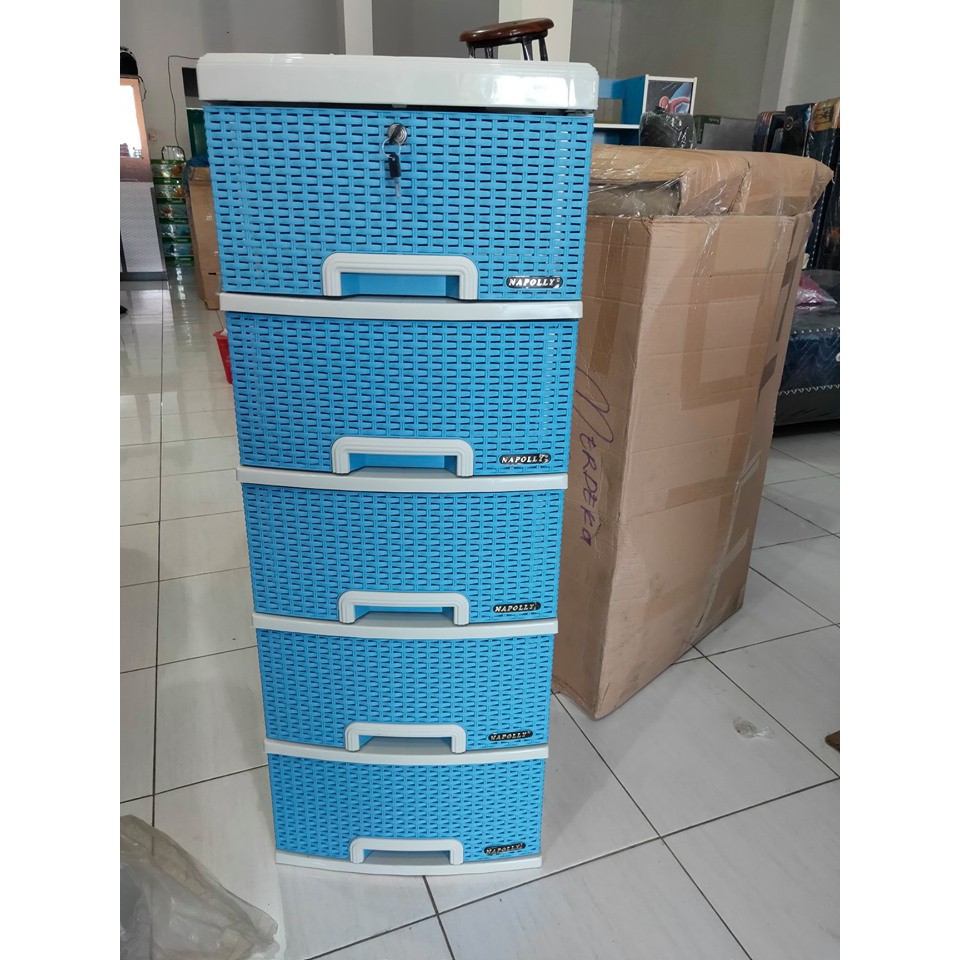 NAPOLLY LEMARI PLASTIK 5 LACI SRS 5 AK 1 BIRU